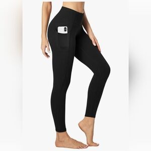High-Waist Black Pocket Leggings XL (Black & Gray)